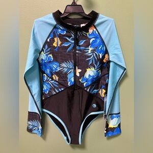 Tropical Floral Kids Swim One Piece NWT Size L